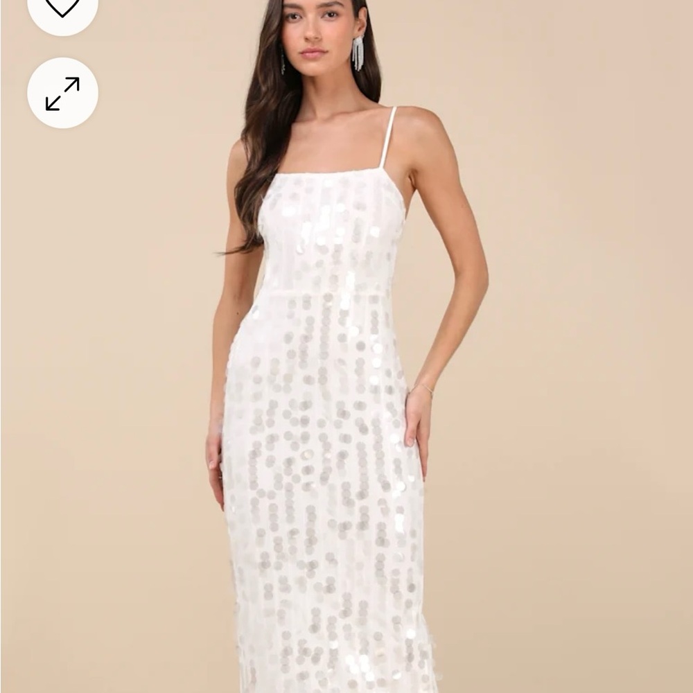 Elegant White Sequin Dress